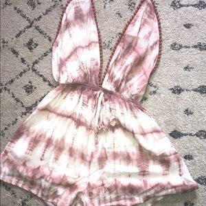 TiDye Backless Shorts Romper Pink